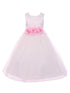 Kids Dream Big Girls White Pink Floral Satin Junior Bridesmaid Dress 8-14 - SophiasStyle.com